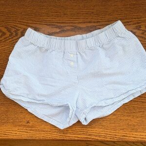 Brandy Melville Light Blue Striped High Waist Shorts